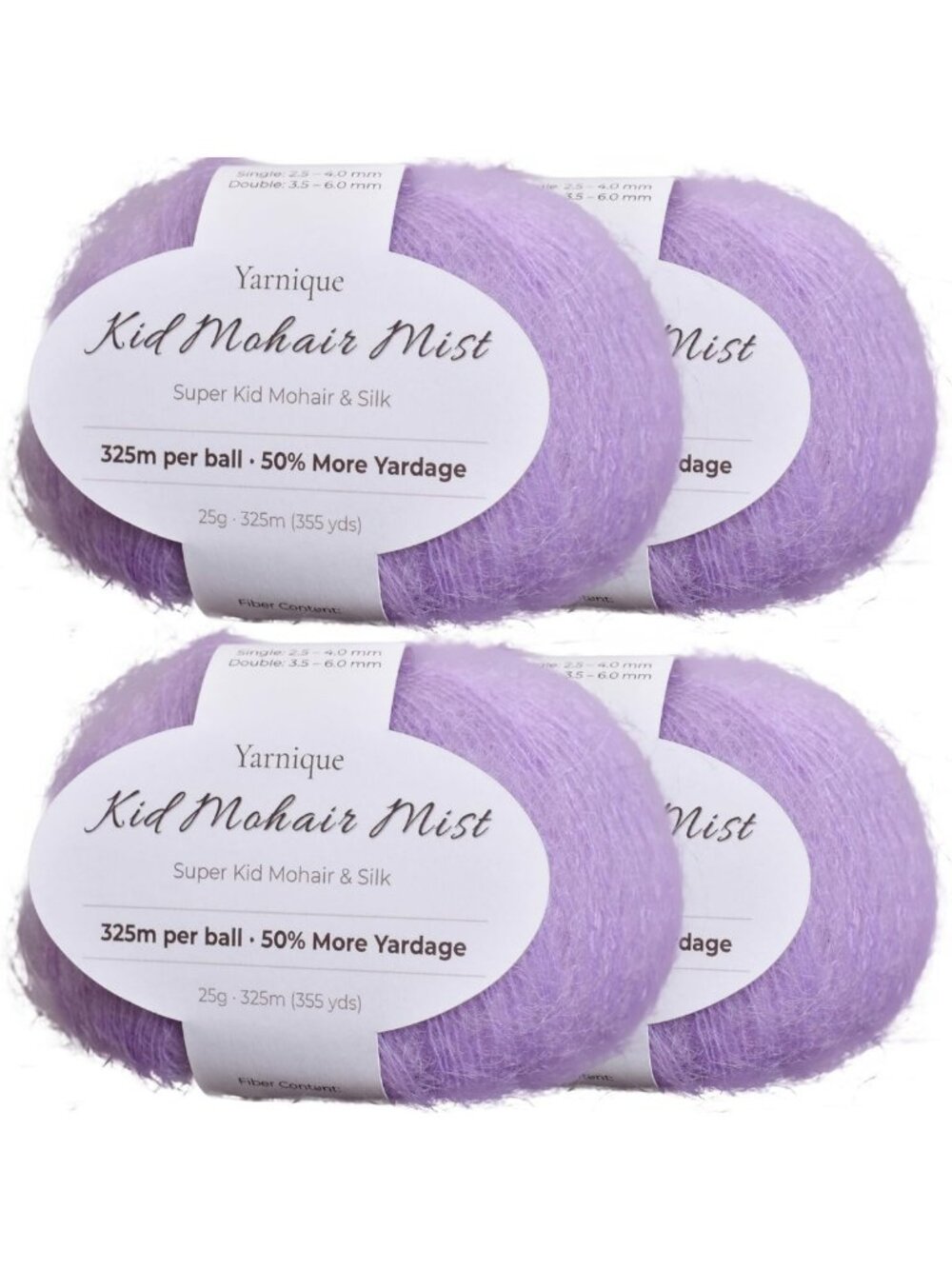 Lace Weight Kid-Silk Mohair Yarn - 4 Balls, 100g, 1420 Yards for Knitting